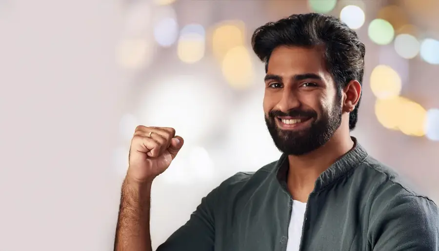 Man celebrating after receiving his Sky Exchange ID